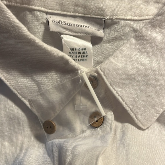 Soft Surroundings Oversized White Linen Button Down Shirt NWOT - Picture 9 of 10